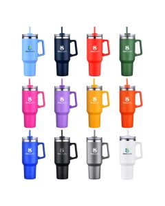 40oz Travel mug with handle and straw