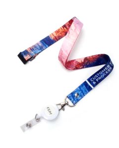 3/8" x 36" Full Color Sublimated Lanyard with Retractable Reel and Safety Breakaway